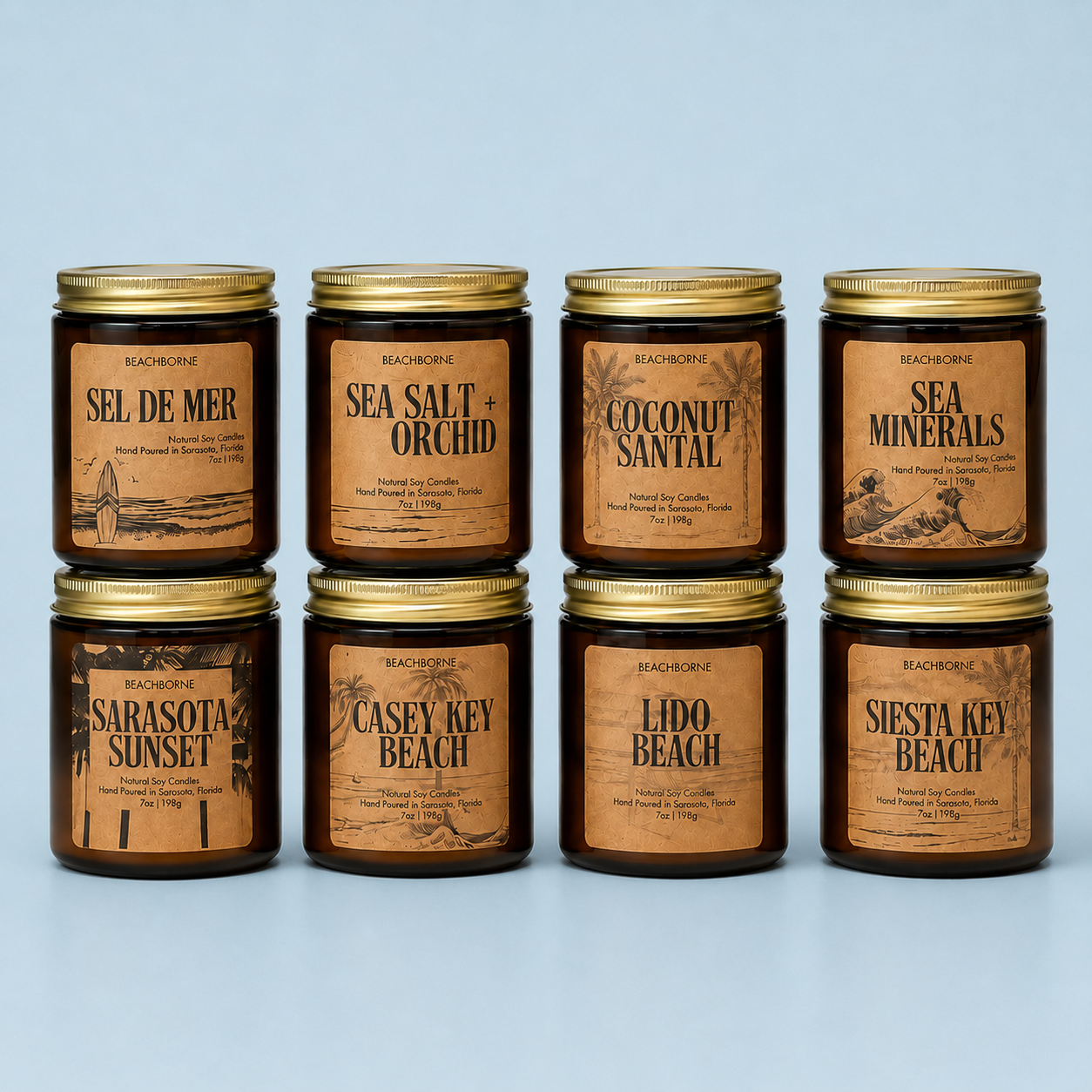 Beachborne Coastal Collection 8 Candle Gift Set | Sarasota Soy Candles
